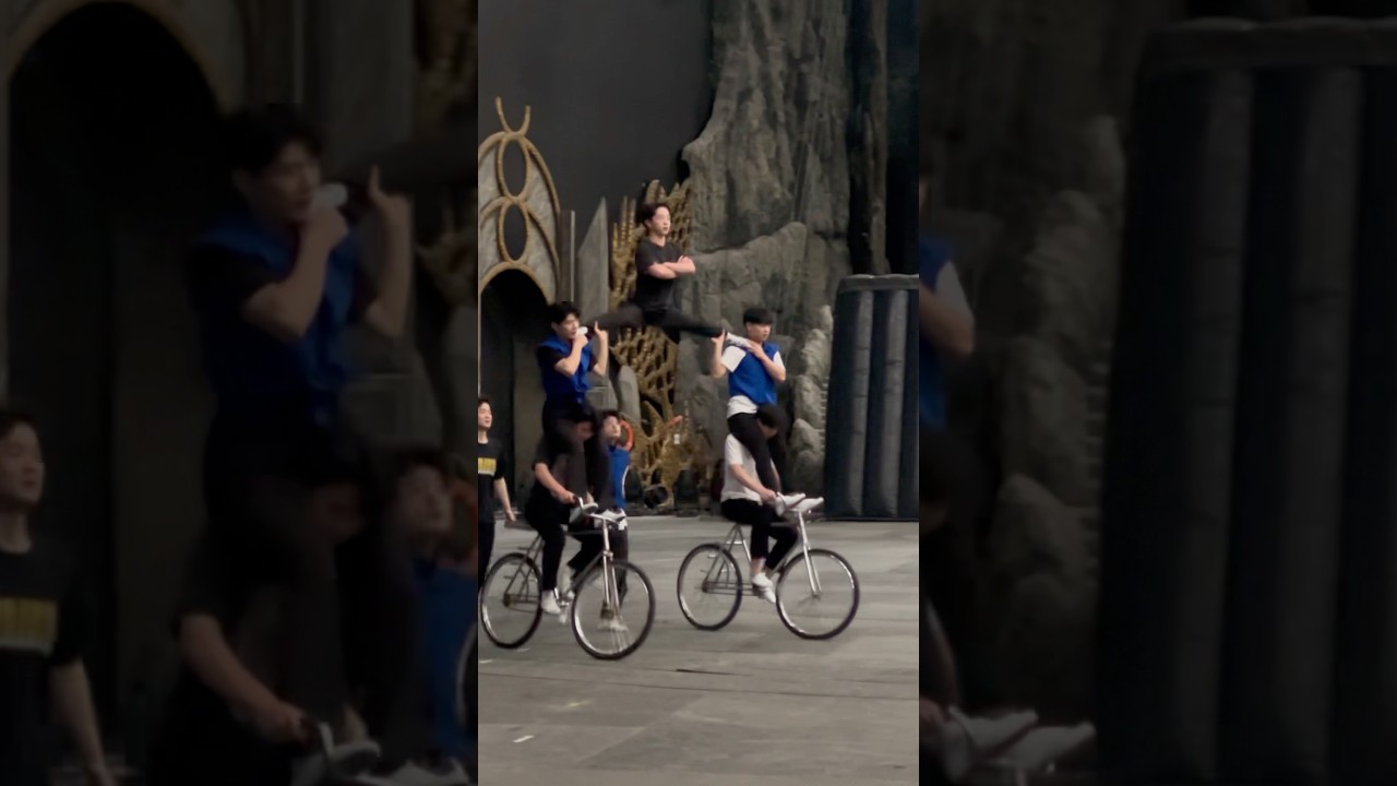 Chinese acrobats on bicycles rehearse🔥 