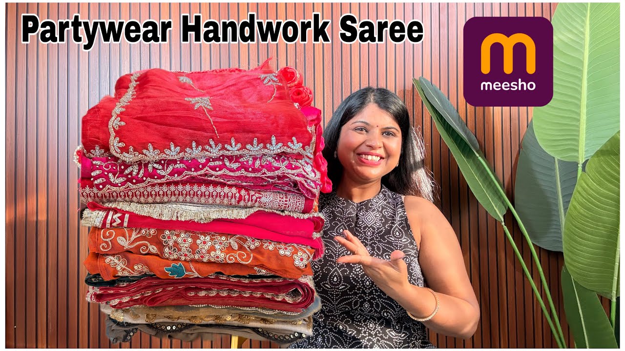 MEESHO NEW Arrival Handwork Partywear Saree Collection | Partywear Saree Haul 