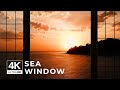 4K island sea during sunset window view - Relaxing, Calming, Ambience, white noise (ASMR)