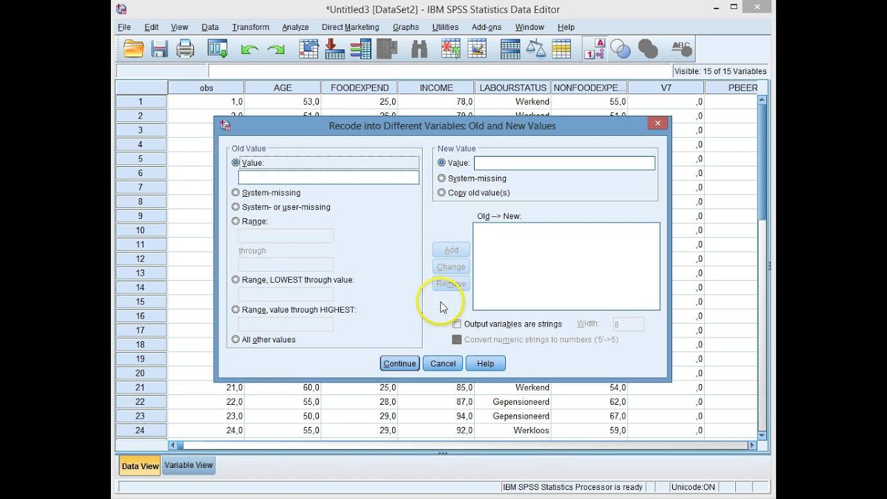 Spss v23 Hercoderen van een categorische variabele - YouTube