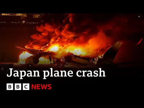 Japan airlines jet in flames after crash with earthquake relief plane at tokyo airport - bbc news