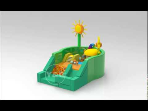 support synonym Y&G's newly designed sunny garden theme bounce house and inflatable slide combo