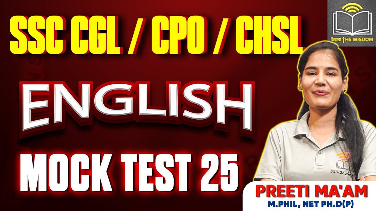 SSC CGL 2024 | SSC CGL English Classes by Dr.Preeti mam - YouTube