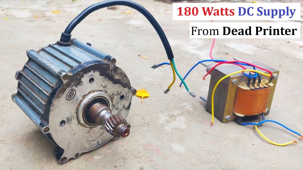 220v AC to 32v 6 Amps DC Supply DC Motor from Old Printer - YouTube