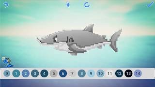 Sea Animals Relaxing Color By Number Paint Book - How To Draw Sandbox Pixel Art Pages screenshot 2