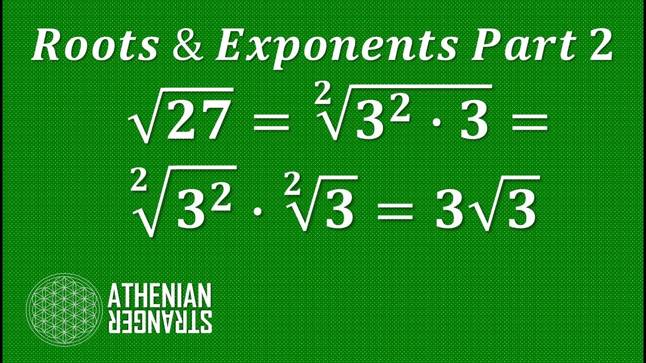 Roots and Exponents Part 2 (Algebra 1) - YouTube