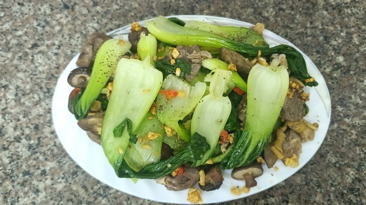 👉Cải thìa xào nấm hương,ngon hết nước chấm