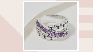 JAI Sterling Silver Gemstone Cross-Over Ring on QVC