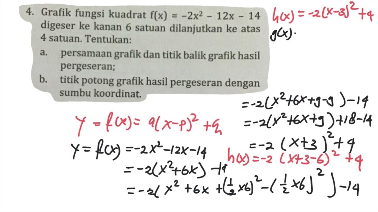Grafik fungsi f x 2x 12x 14 digeser ke kanan 6 satuan dilanjutkan ke