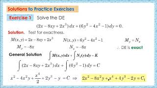 Exact DEs (Solved Practice Exercises)