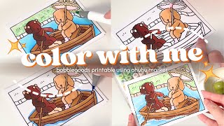 color with me | bobbiegoods printable using ohuhu sanrio markers | asmr coloring