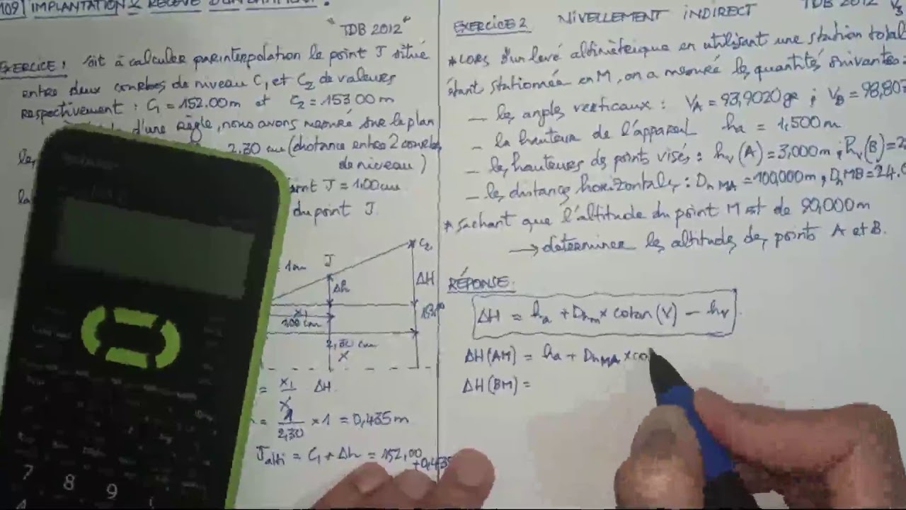 EXERCICE 6 TOPOGRAPHIE : NIVELLEMENT INDIRECT TDB 2012