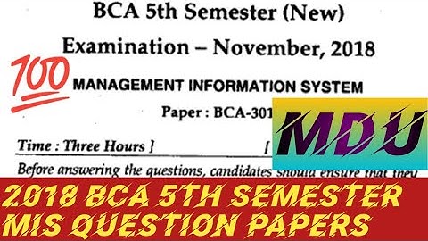 MDU BCA 5th semester MIS question paper 2018-19 #MDU #shorts #previus_paper #papers