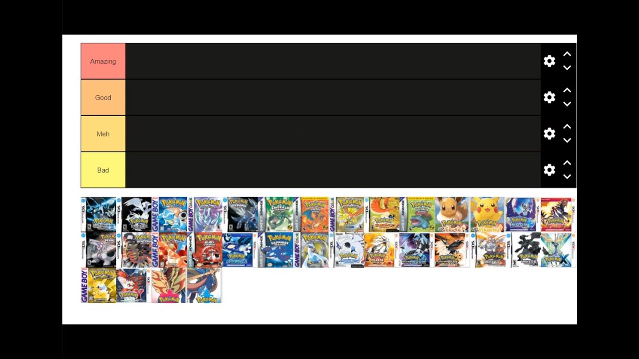 My Mainline Pokemon Game Tier List - YouTube