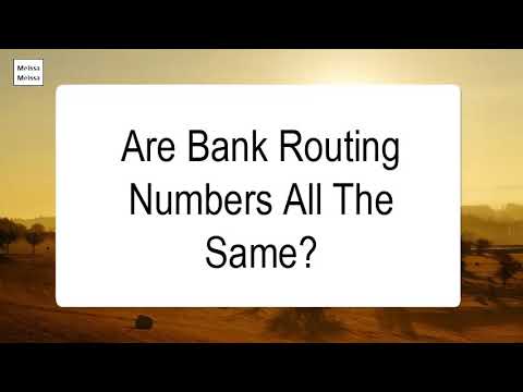 Are Bank Routing Numbers All The Same