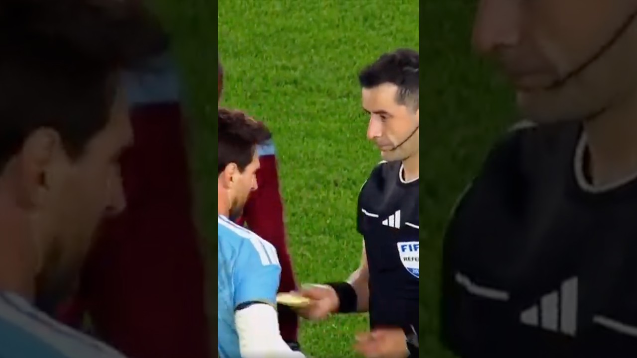Messi gets a yellow and red card in his last game for Argentina!