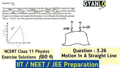Que.- 3.26 | Motion In A Straight Line | NCERT Solutions | Class 11 Physics