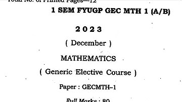 BSc first semester mathematics generic elective course paper Dibrugarh University GECMTH 1 2023