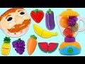 Feeding Mr. Play Doh Head Toy Velcro Cutting Fruits and Vegetables Smoothie!