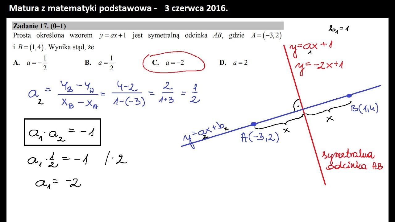 Zad 17. Geometria analityczna. Symetralna odcinka. - YouTube