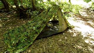 Stealth bivvy with a cheap camo net.