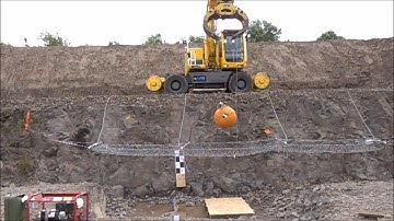 Full-scale impact test on rockfall catch fence #1