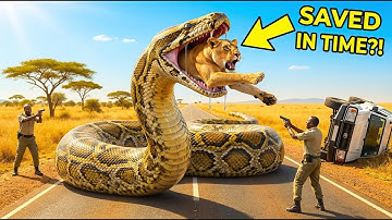 Brave Heroes Save Careless Mother Lion from Giant Python Attack After a Traffic Accident🐍