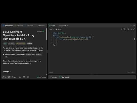 LeetCode 3512. Minimum Operations to Make Array Sum Divisible by K