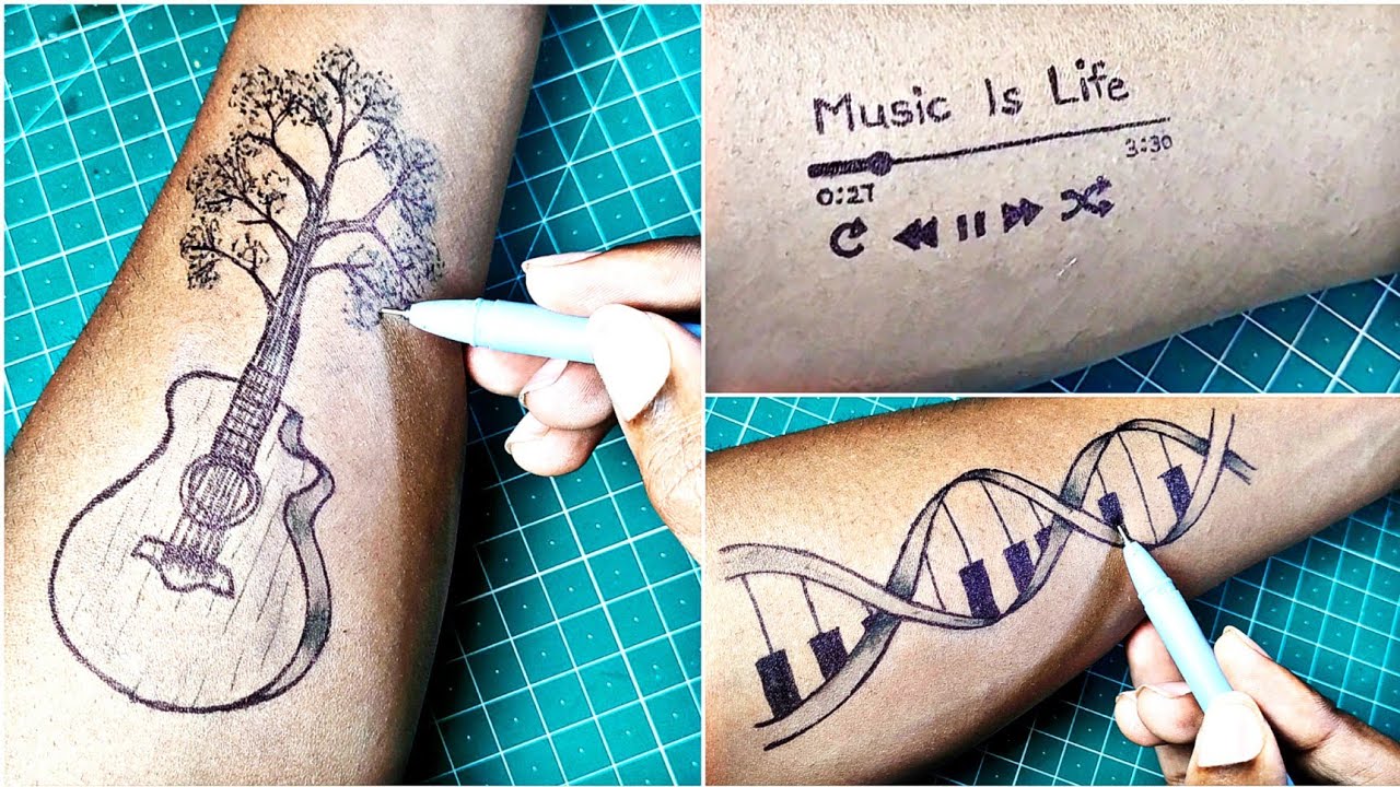 Buy Guitar Temporary Tattoo / Music Tattoo / Music Note Tattoo / Wrist  Tattoo / Arm Tattoo / Small Guitar Tattoo / Small Music Tattoo Online in  India - Etsy