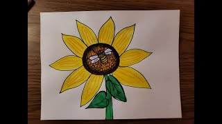 How To Draw A Honeybee On A Sunflower