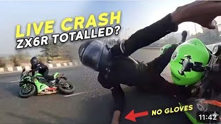 KAWASAKI ZX6R Superbike badly Rider Saff 😱 | Engine Blast Superbike on Sunday Ride 😭 | Live Crash 🤬