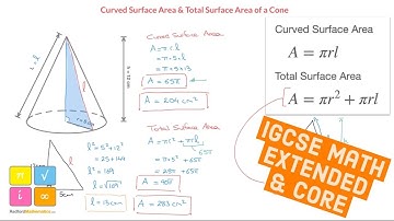 Cone : Curved Surface Area and Total Surface Area  Formula - IGCSE Mathematics Extended & Core