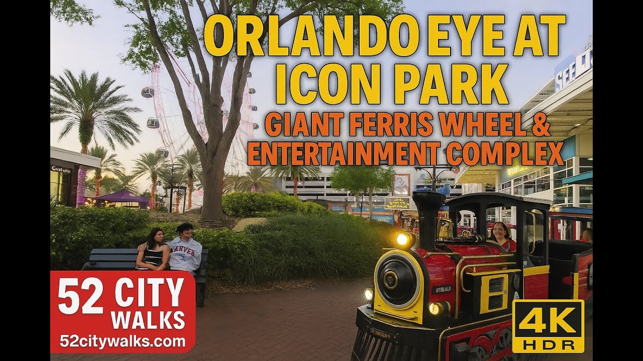 Orlando Eye at ICON Park | Giant Ferris Wheel & Entertainment Complex Walk Orlando Florida (4K HDR)