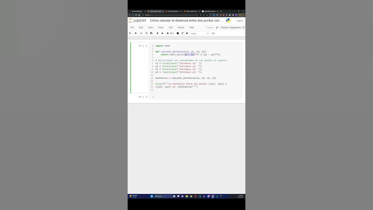 ¿Cómo calcular la distancia entre dos puntos con Python? - YouTube