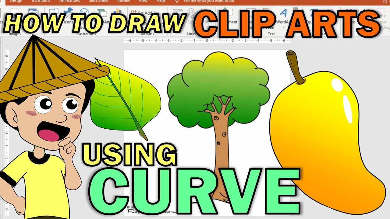HOW TO DRAW CLIP ARTS USING CURVE LINES ONLY IN POWERPOINT | MAKE CLIP ...