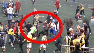 HAKEMİN SON DÜDÜĞÜ İLE TEKME TOKAT BİRBİRİNE GİRDİLER FUTBOLDA KAVGA