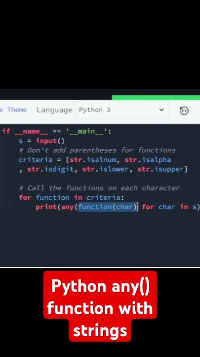 Python any() function with strings - YouTube