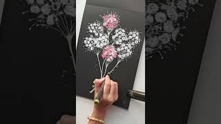 Creative art Bubble wrap technique |Flower drawing | Abstract painting hacks on black paper #shorts