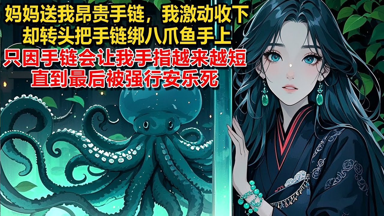 前世，媽媽送我一條昂貴祖母綠手鏈做為結婚禮物，我激動地收下，卻轉頭就把手鏈綁死在了八爪魚的手上，只因這手鏈戴久了我手指會越來越短，直到最後被強行安樂死