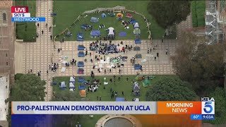 Pro-Palestinian demonstrators create ‘solidarity’ encampment at UCLA after USC fracas