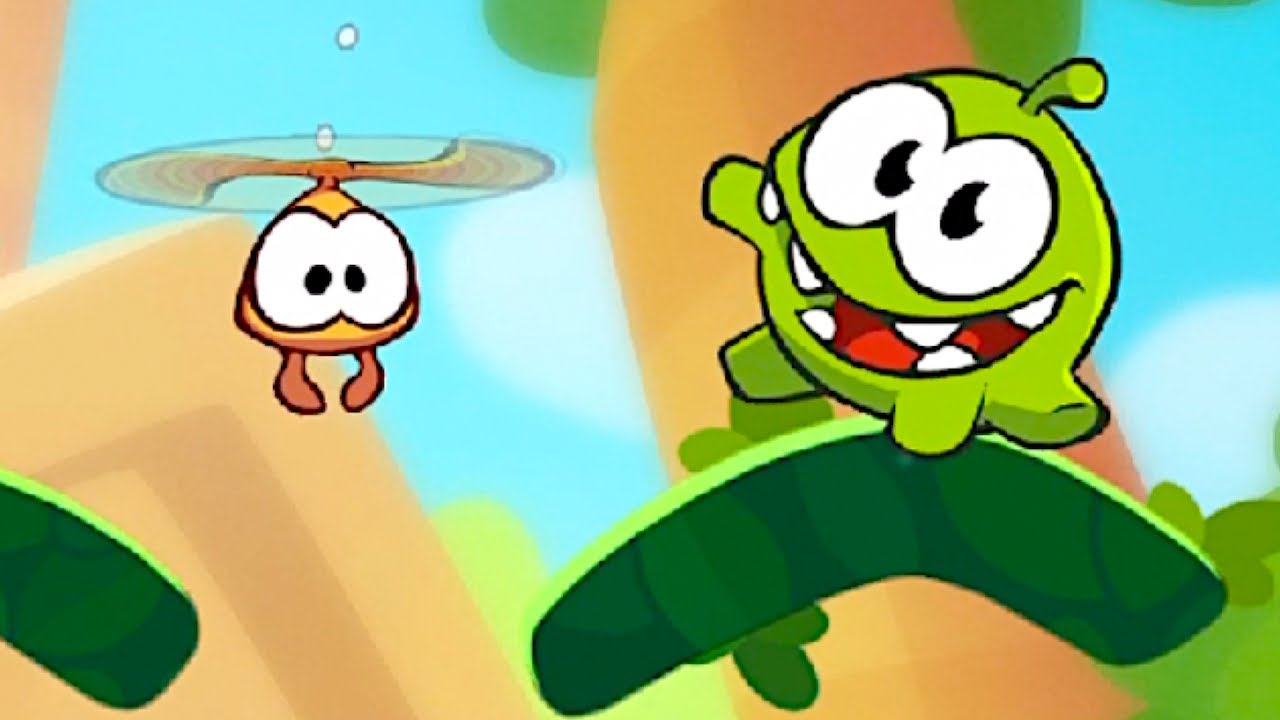 Cut the rope 2 main menu screen with cartoon buttons and logo