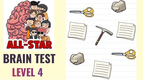 Brain Test All Star Level 4 | Destroy all of the rocks papers and scissors | Walkthrough