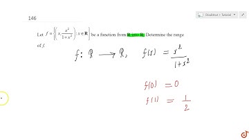 Let f `={(x,(x^(2))/(1+x^(2))):x inR}` be a function from R into R. Determine the range of f.