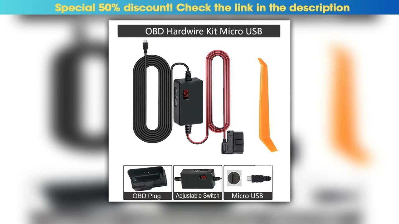 Dash Cam OBD Hardwire Kit Power Cable Micro USB MINI USB C Port10FT 12V24V to 5Vfor Dash Camera