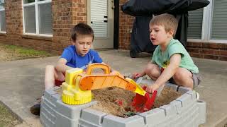 Little Tikes Big Digger Sandbox Getting Played with by 3 &amp; 5 Year Olds