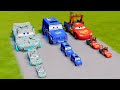 Big & Small McQueen Mine & Mater VS Train | BeamNG.drive