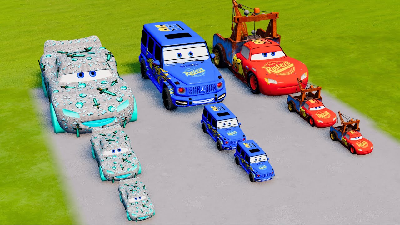 Big & Small McQueen Mine & Mater VS Train | BeamNG.drive