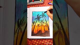 scenery drawing with pastel #shorts #short #shortsfeed #shortvideo #youtubeshorts #art #drawing