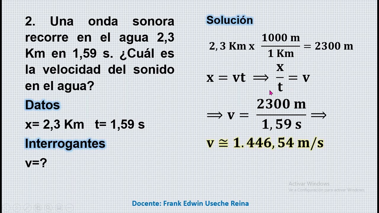 Ejercicios Resueltos De Velocidad Del Sonido
