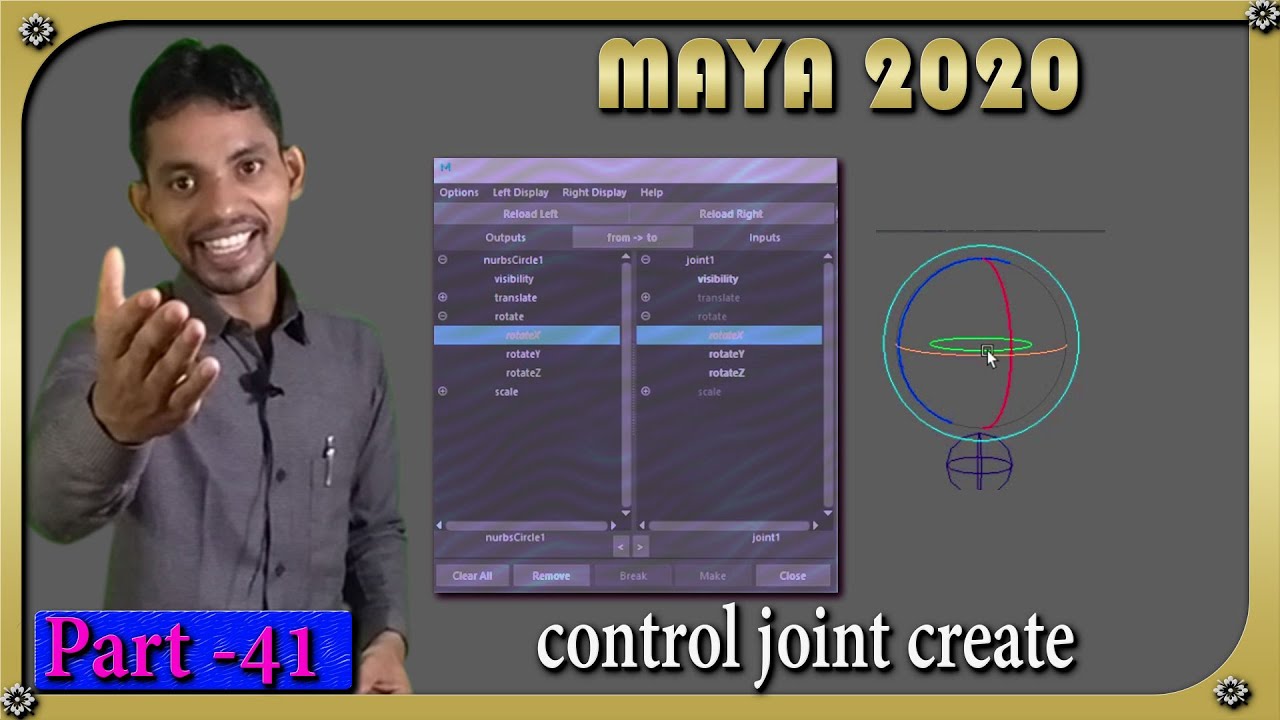 Connection editor control joint create Autodesk Maya 2020 part-41 - YouTube